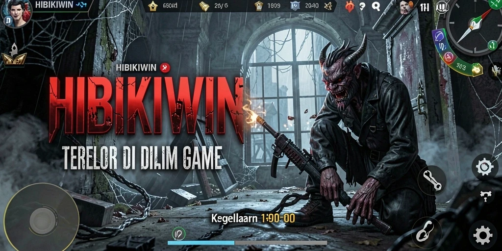 Screenshot HIBIKIWIN menampilkan momen menakutkan di dalam game.