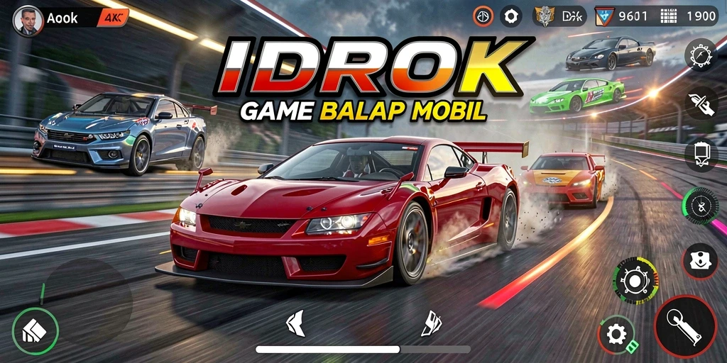 Tampilan utama gameplay balapan yang mendebarkan di IDROK.