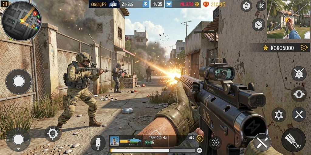 Screenshot dari gameplay seru KOKO5000 saat pertempuran intens.