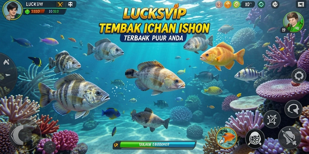 Tampilan seru gameplay LUCKSVIP saat menembak ikan.