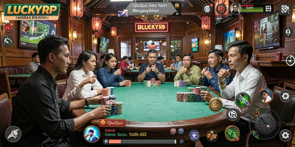 Tampilan gameplay QiuQiu yang seru dan interaktif.