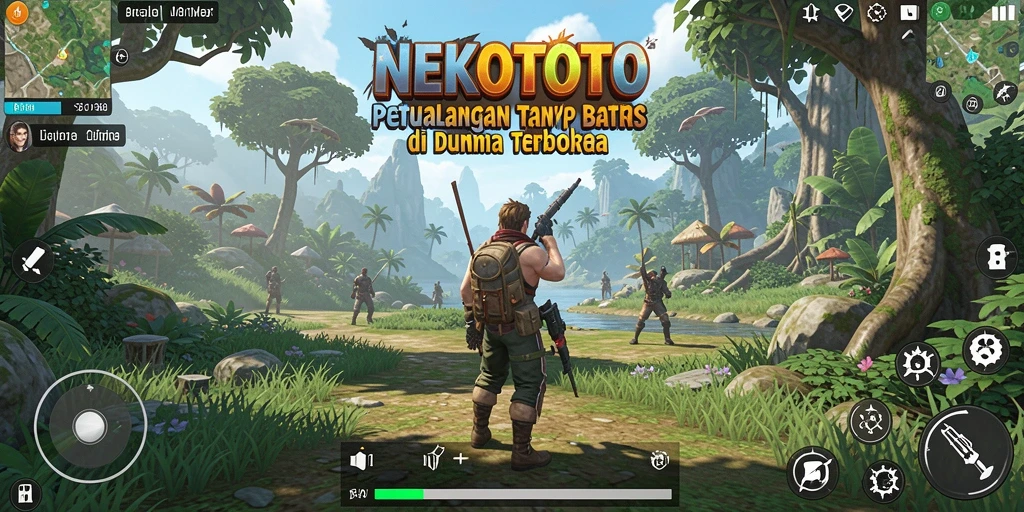 Tampilan gameplay NEKOTOTO menampilkan dunia yang luas dan penuh petualangan.