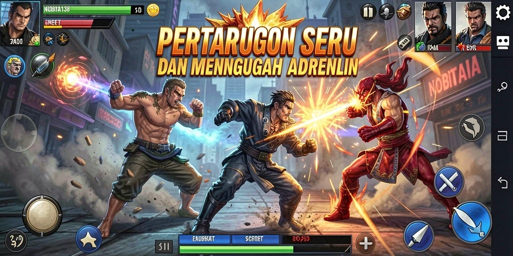 Screenshot utama menampilkan aksi pertarungan seru di NOBITA138.