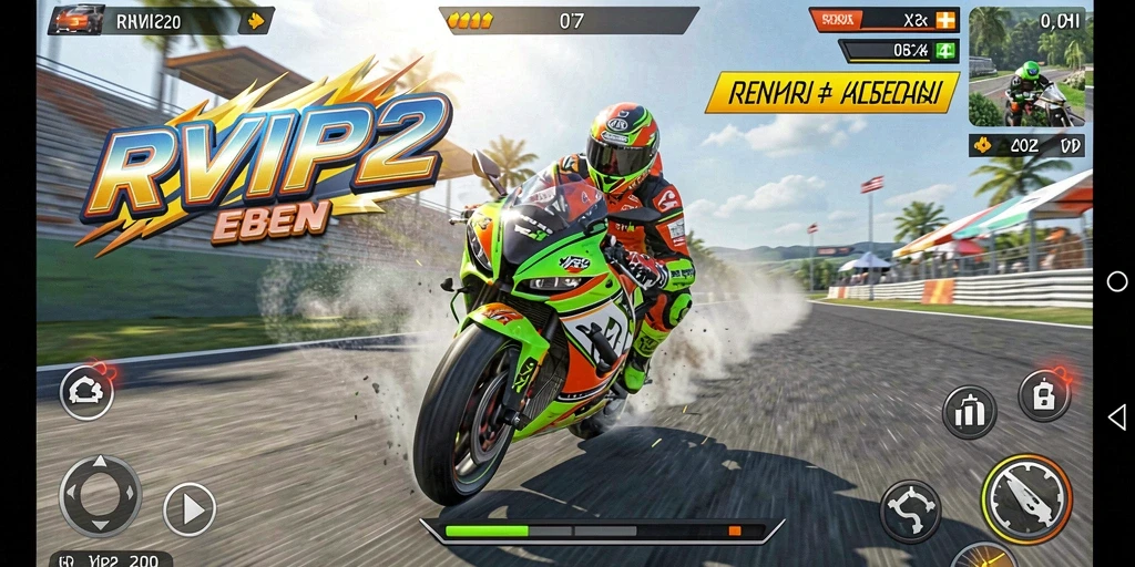 Gameplay mendebarkan dari RVIP2 dalam balapan motor.