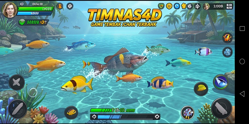 Gameplay seru TIMNAS4D dengan berbagai ikan berwarna-warni.